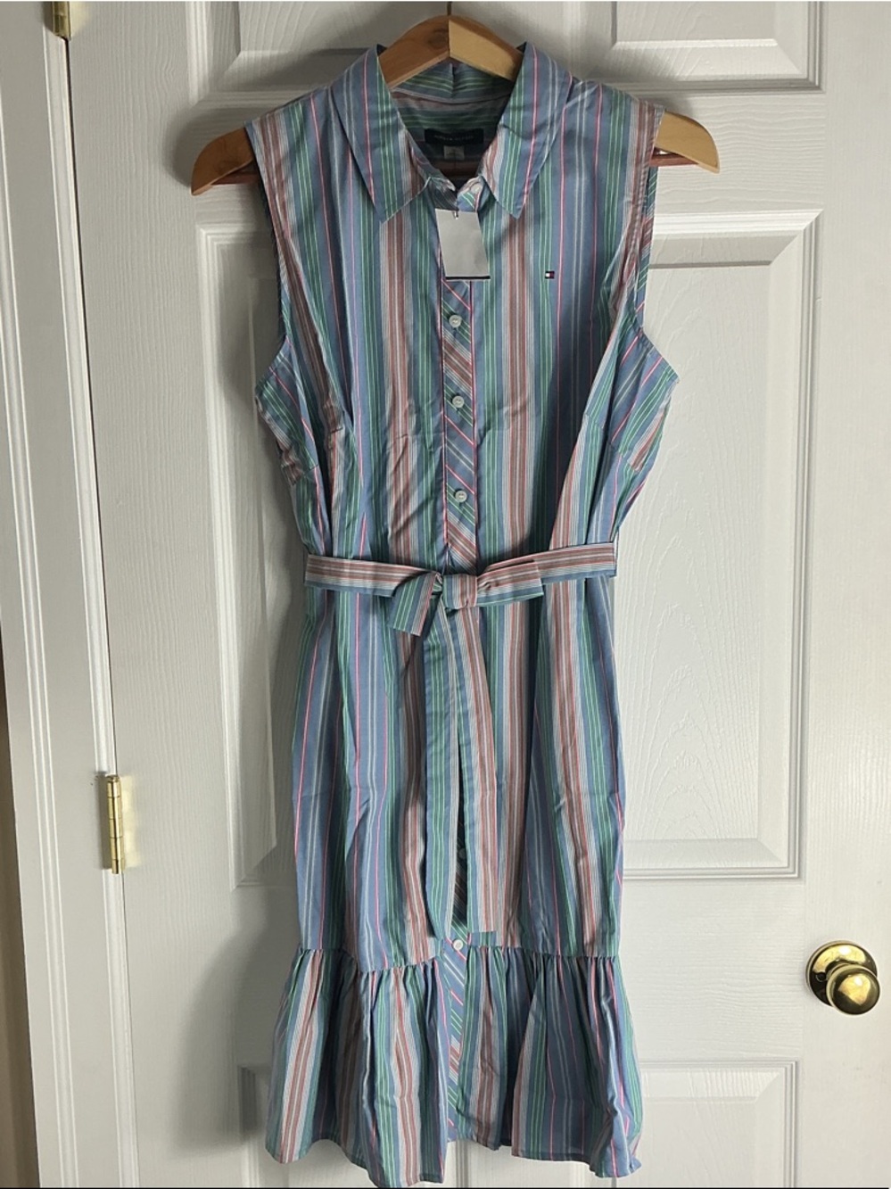 Tommy Hilfiger Pastel Striped Sleeveless Midi Dress